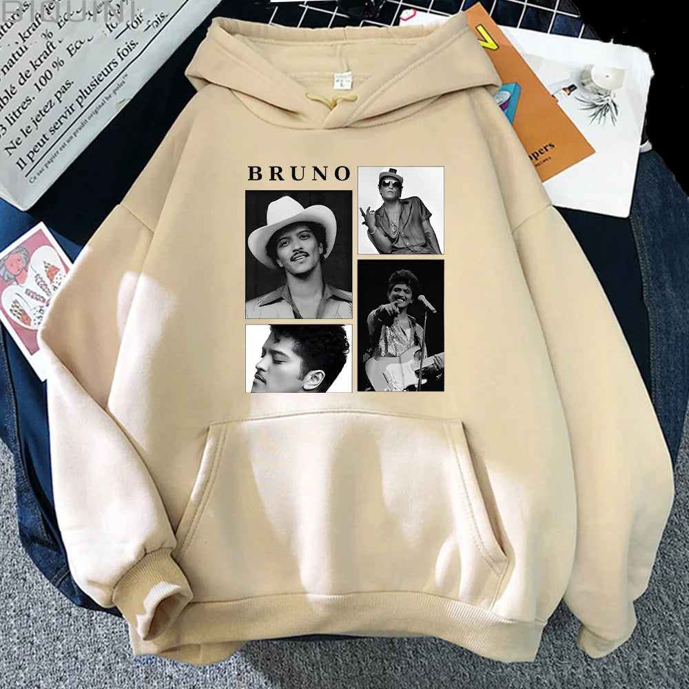 Bruno Grain-Sweat-shirt à capuche vintage unisexe, pull classique, vêtements pour hommes et femmes, Funk Soul Music Merch