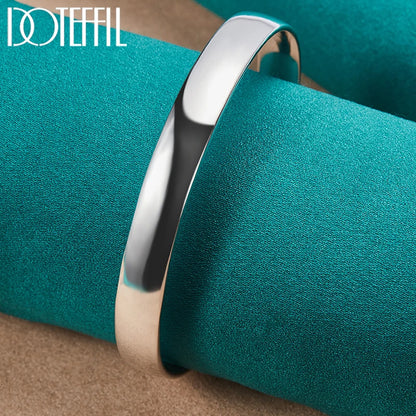 DOTEFFIL 925 argent Sterling 10mm lisse solide Bracelet bracelets pour femmes hommes mariage fiançailles fête bijoux