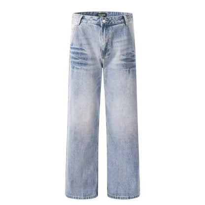 American Vibe style rétro lavé été nouveaux jeans pour hommes et femmes Instagram marque de mode haute rue lâche jambe droite pantalon