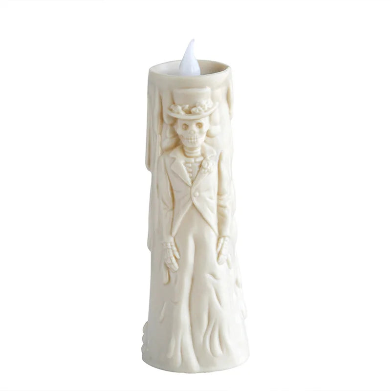 Lumières de crâne d’Halloween, bougies lumineuses LED, décorations effrayantes, accessoires décoratifs, mariée et marié fantômes, ornements de lampe de couple