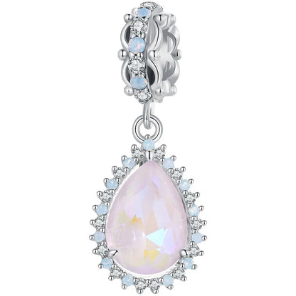 BISAER 925 argent Sterling rose bleu verre pendentif nœud perles plaqué platine pour collier et Bracelet