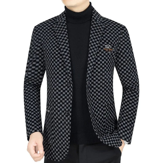 Costumes à carreaux Smile pour hommes, blazers décontractés d'affaires, vestes slim de qualité, chaud, taille combinée, 4XL, hiver, nouveau