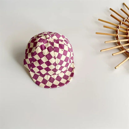 Casquette de baseball à bords souples pour enfants, chapeau de protection solaire pour bébé, ombrage, damier, mode, garçon, fille, 9832A