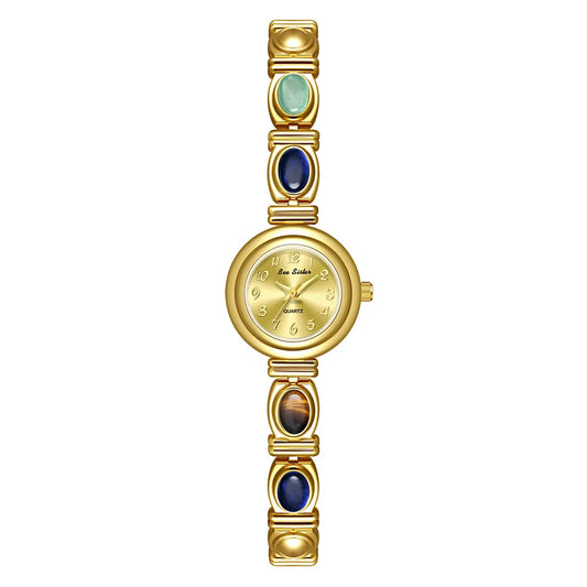 Montre de luxe Vintage pour femmes, bijoux colorés, Jade, mode, petit cadran, montre-bracelet à Quartz,