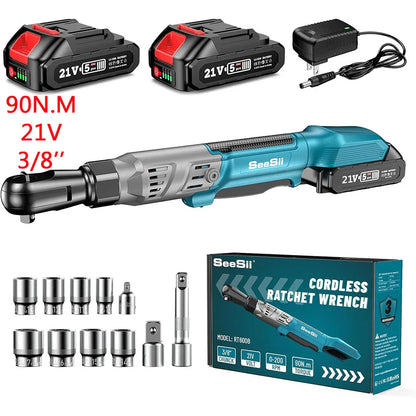 Seesii 6.3 ''kit de clé à cliquet électrique étendue 21V 3/8" clé électrique sans fil clé d'angle 80Nm pour broche de batterie Makita 18V