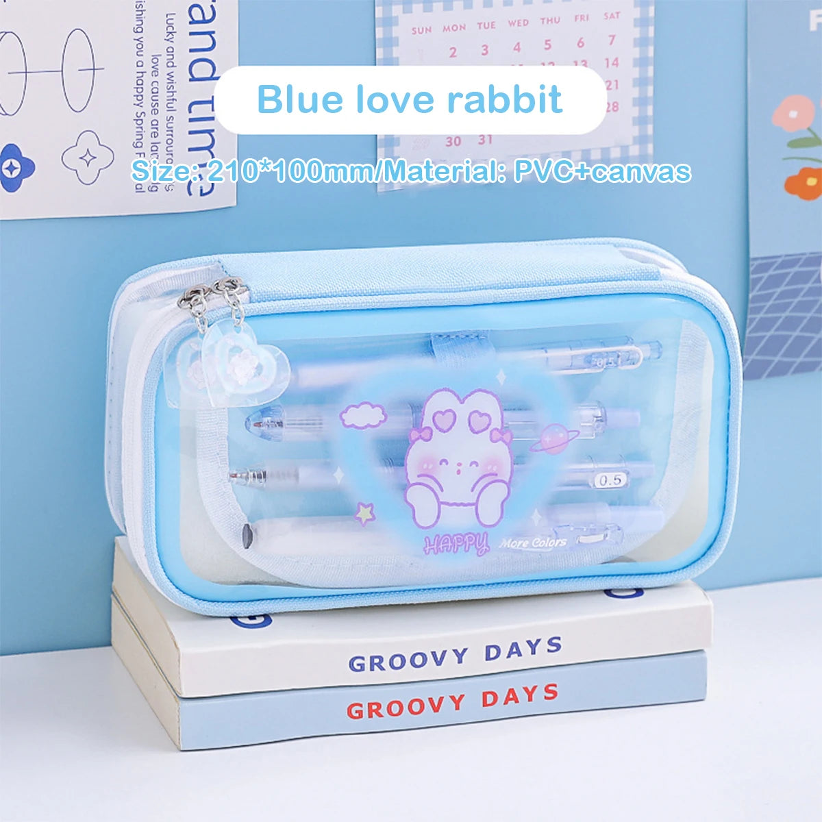 Trousse à crayons transparente de grande capacité