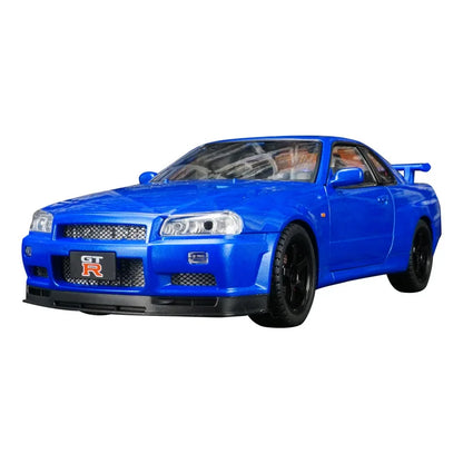 1:18 Nissan GT-R34 SKYLINE modèle de voiture en alliage Super voiture de sport acousto-optique direction rétractable porte jouet pour enfants peut être ouverte
