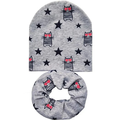 Chapeau en coton imprimé étoile pour bébé, casquette pour tout-petits, écharpe pour bébé, bonnet pour enfants, chapeaux pour garçons et filles, automne et hiver