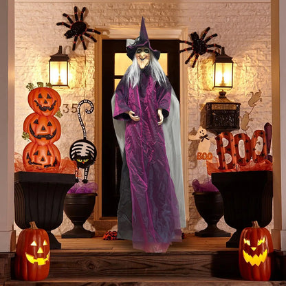 Sorcière lumineuse activée par le son d'halloween, fantôme suspendu, accessoires effrayants pour maison hantée, Bar, salle secrète, cour extérieure, fête dans le jardin