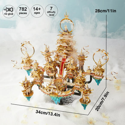 Piececool – Kits de construction de maquettes, puzzle 3D du palais Lingxiao, Kits de bricolage en métal pour adultes, jouet cadeau, décoration de la maison