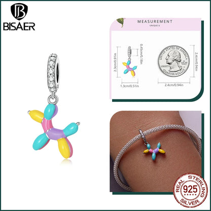 BISAER 925 en argent Sterling mignon chien breloque perle teckel animal de compagnie pendentif platine plaqué ajustement femmes Bracelet à bricoler soi-même bijoux fins