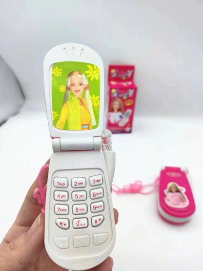 Le téléphone portable jouet électronique pour filles est mignon, son et lumière, couverture rabattable classique, cadeau de vacances à collectionner et nostalgique