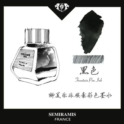 SEMIRAMIS 25 couleurs 30 ml  encre stylo plume sans carbone