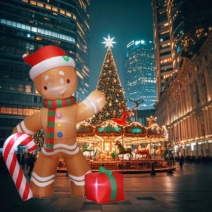 Décoration de noël gonflable du père noël avec lumières LED