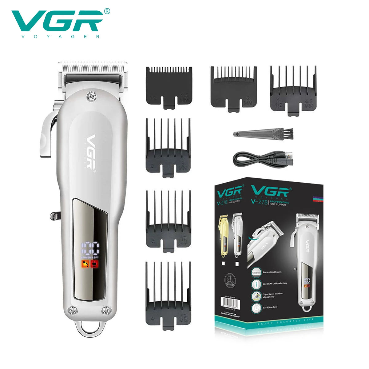 VGR tondeuse à cheveux pour hommes Rechargeable V-278