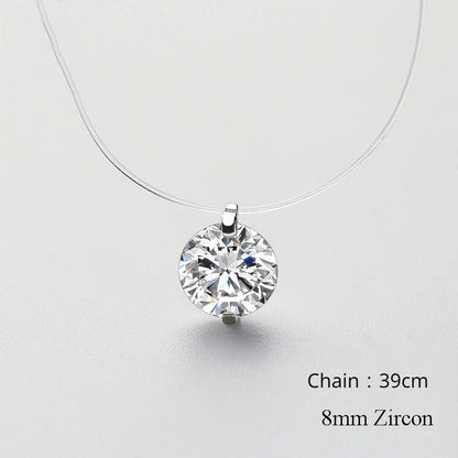 INZATT 925 argent Sterling Zircon cristal perle pendentif collier ras du cou ligne de pêche transparente 2020 bijoux fins pour les femmes