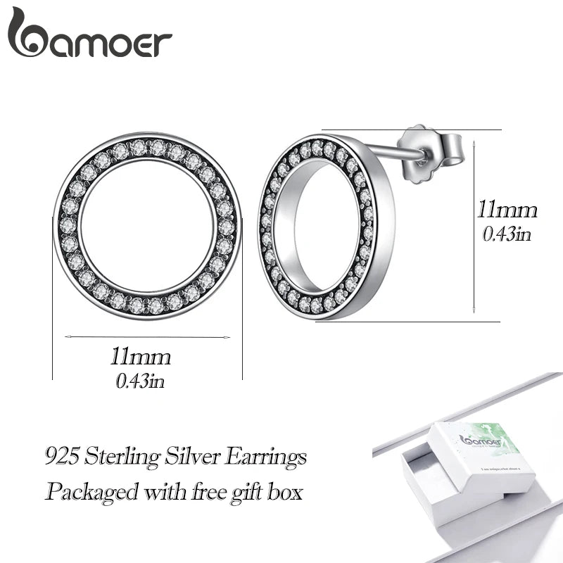 BAMOER  boucles d'oreilles rondes en argent Sterling