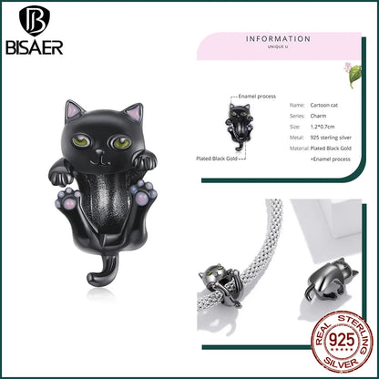 BISAER 925 en argent Sterling mignon chien breloque perle teckel animal de compagnie pendentif platine plaqué ajustement femmes Bracelet à bricoler soi-même bijoux fins