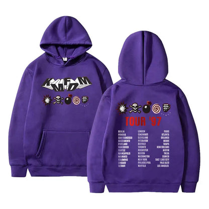 Kmfdm Tour 97 Graphic Hoodie pour hommes et femmes, Rock Band Vintage Gothic Punk Pullover Hoodies, Unsiex Casual Smile Cotton Sweatshirt