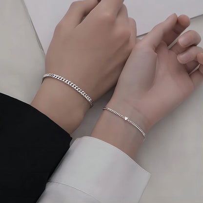 Ensemble de 2 pièces de Bracelets de Couple en acier inoxydable pour femmes et hommes