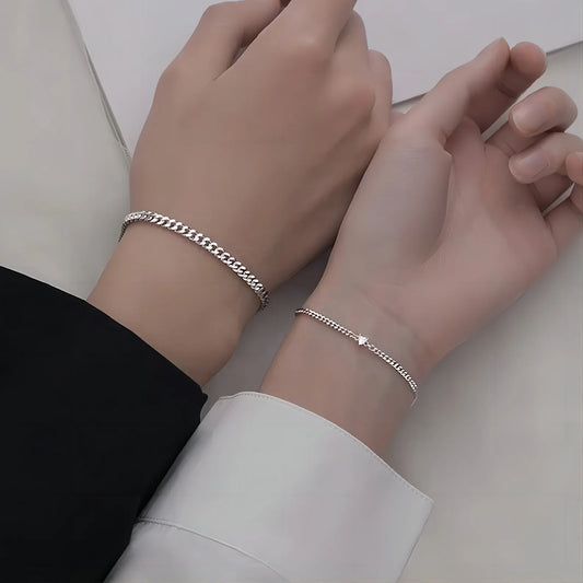 Ensemble de 2 pièces de Bracelets de Couple en acier inoxydable pour femmes et hommes