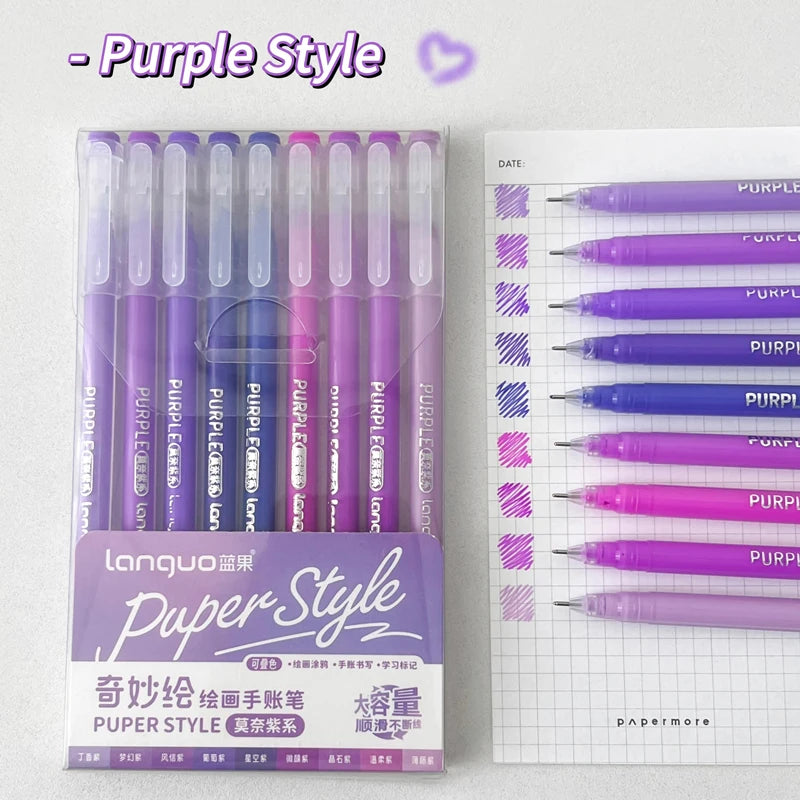 PHANTACI - 9 pièces/ensemble stylo à encre Gel 0.6mm