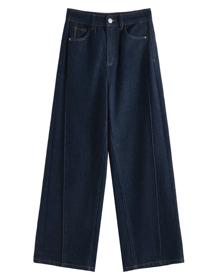 FSLE 2025 nouveauté femmes jean taille haute coton jambe large pantalon Denim foncé bleu ample longueur de plancher femme jean Streetwear