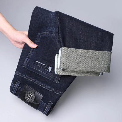Jean Slim à jambes droites pour hommes, de haute qualité, léger, décontracté, mode, amincissant, Style confortable, automne hiver