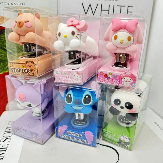 Sanrio – agrafeuse Style point de dessin animé, Figurine en Silicone, dissolvant d'ongles de bureau, agrafeuse pour enfants, reliure de bureau, fournitures pour étudiants