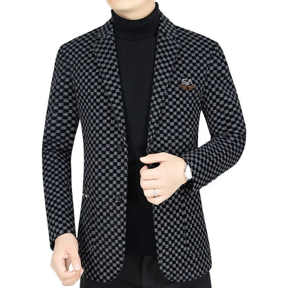 Costumes à carreaux Smile pour hommes, blazers décontractés d'affaires, vestes slim de qualité, chaud, taille combinée, 4XL, hiver, nouveau
