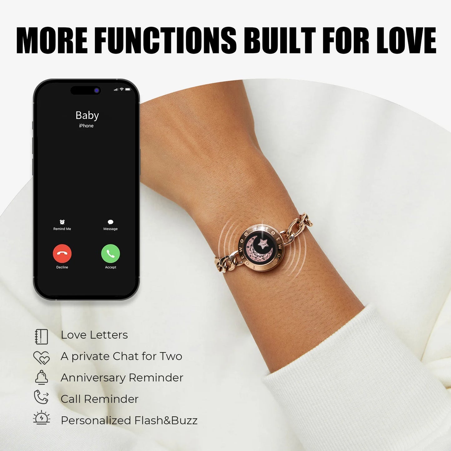 Totwoo – Bracelets tactiles pour relation longue Distance, cadeau d'anniversaire pour Couple, bijoux intelligents Bluetooth avec prise en charge de l'application iOS Android