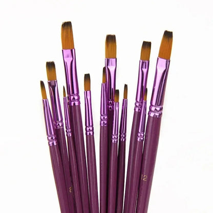 12 pièces/lot pinceau à cheveux en Nylon différentes tailles artiste pinceaux de peinture à l'huile Fine aquarelle Gouache école dessin fournitures d'art