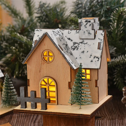 Maison en bois avec lumière LED pour Noël, cabine Shoous, décorations de joyeux Noël, ornements d'arbre de Noël bricolage, cadeau pour enfants, nouvel an