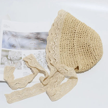 Chapeau d'été en dentelle pour bébé fille, casquette de plage, panama, princesse, bord large