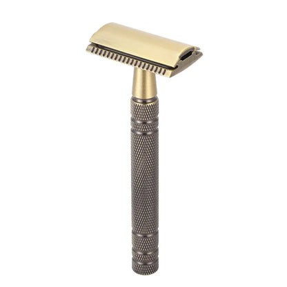 YINTAL – rasoir manuel Double face Bronze pour hommes, classique, à manche Long, sécurisé, rasage remplaçable