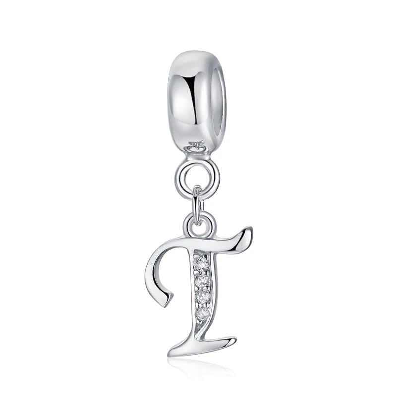 925 argent Sterling breloque perle Vintage Alphabet A-Z lettre pendentif breloques ajustement marque Bracelets colliers femmes bijoux à bricoler soi-même