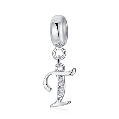 925 argent Sterling breloque perle Vintage Alphabet A-Z lettre pendentif breloques ajustement marque Bracelets colliers femmes bijoux à bricoler soi-même