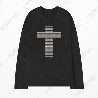 Y2K gothique esthétique femmes col incliné à manches longues T-Shirt Sexy mince Chic haut court Harajuku Rock Punk Hip Hop Hottie Streetwear