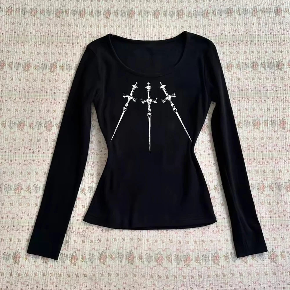Y2k – T-Shirts avec graphiques gothiques Vintage Harajuku pour femmes, vêtements avec esthétique Harajuku Emo Girl des années 2000