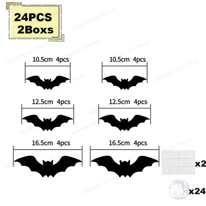 Décoration de chauve-souris d'halloween, veilleuse avec lumières violettes, autocollant mural 3D pour décoration auto-adhésive, jardin, arrière-cour, décor de fête d'halloween