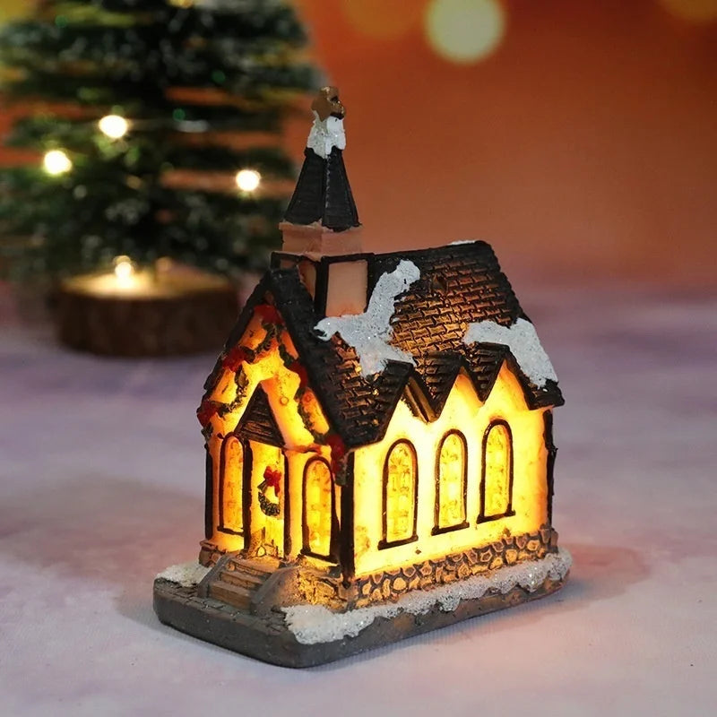 Nouvelles décorations de noël en résine, petite maison, Micro paysage, petits ornements, cadeaux de noël