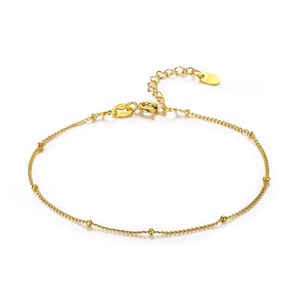 Bracelet de cheville fin en argent regardé 925 pour femme, perle gourmette, bijoux de pied pour fille, bracelet de jambe, pieds nus, migrant illera, 22 + 3cm