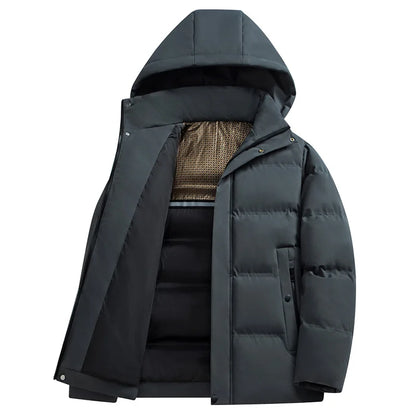 Parka décontractée à capuche pour hommes d'affaires, vêtements d'extérieur imperméables, chaud, sourire, veste en coton épais, extérieur, coupe-vent, hiver
