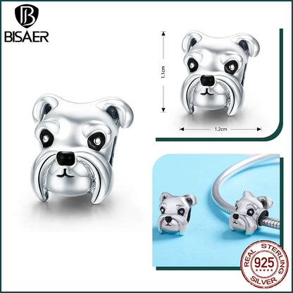 BISAER 925 en argent Sterling mignon chien breloque perle teckel animal de compagnie pendentif platine plaqué ajustement femmes Bracelet à bricoler soi-même bijoux fins
