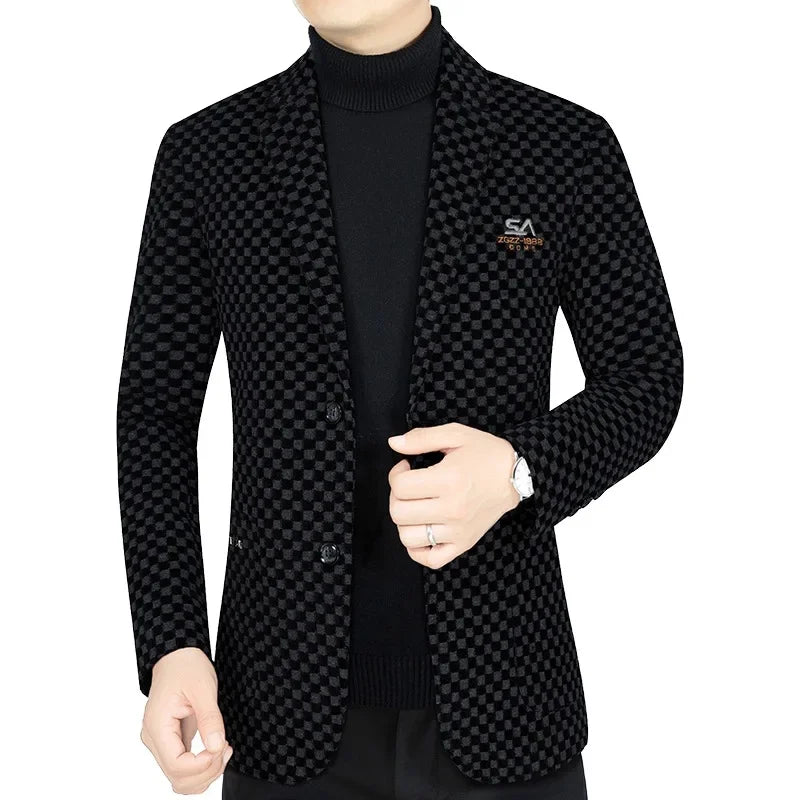 Costumes à carreaux Smile pour hommes, blazers décontractés d'affaires, vestes slim de qualité, chaud, taille combinée, 4XL, hiver, nouveau