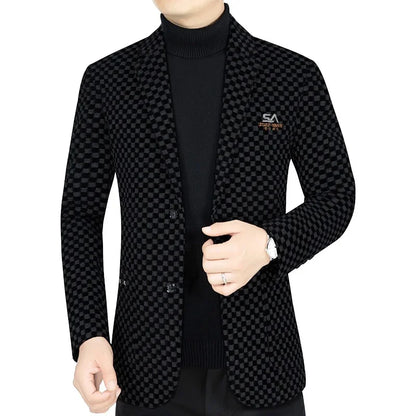 Costumes à carreaux Smile pour hommes, blazers décontractés d'affaires, vestes slim de qualité, chaud, taille combinée, 4XL, hiver, nouveau