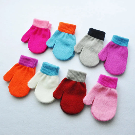 Gants d'hiver chauds pour bébés de 1 à 4 ans, mitaines tricotées en Patchwork, gants à doigts complets pour étudiants de la maternelle