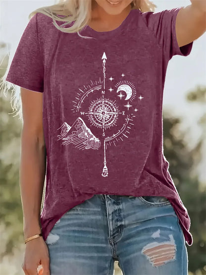 T-shirt col rond femme imprimé pissenlit mode de rue urbaine T-shirt ample femme quotidien décontracté élégant haut à manches courtes