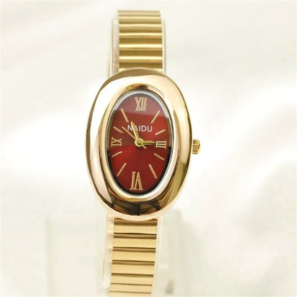 Belles montres ovales pour femmes et filles, bracelet Simple en cuir et acier inoxydable, nouvelle collection 2025