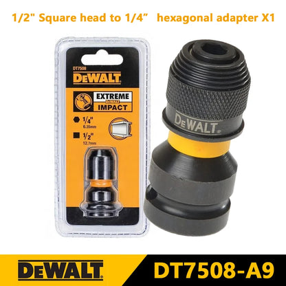 DEWALT adaptateur de clé à chocs DT7508-QZ 1/4 "hex à 1/2" accessoires d'outils carrés jeu de clés à cliquet convertisseur d'entraînement DT7508-A9